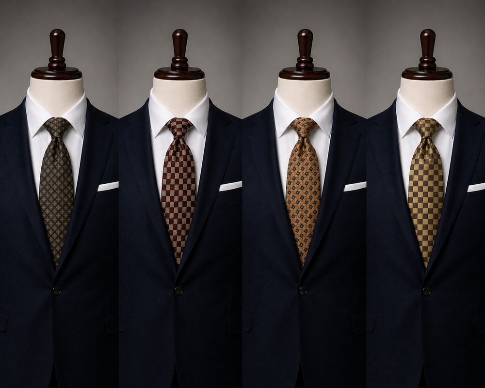 Men’s Designer Silk Tie Lot Navy & Navy Jhane Barnes Valerio Garati 4pcs